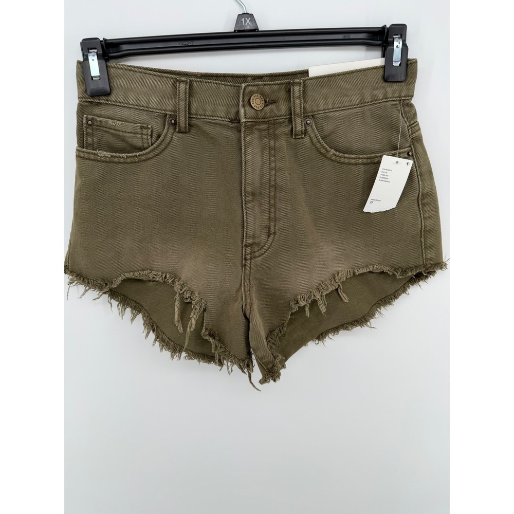 BDG Urban Outfitters Cheeky Shorts Womens 27 Olive Green Frayed Denim NWT